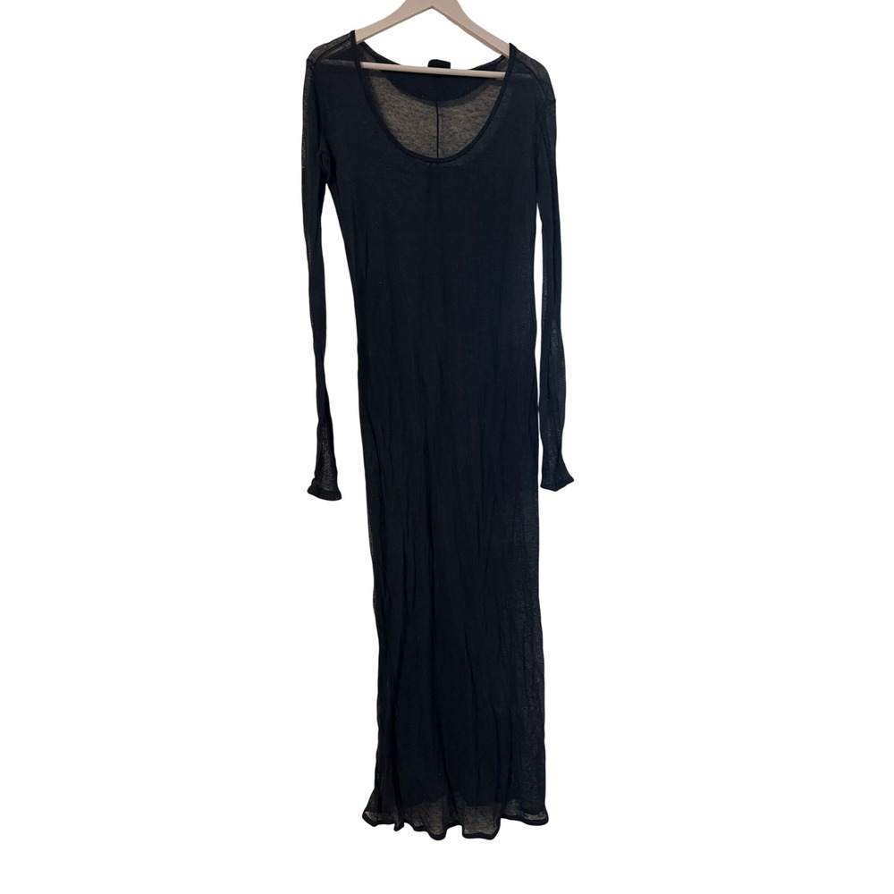 Diesel Sheer Black Long Sleeve Scoop Neck Maxi Dress Size S